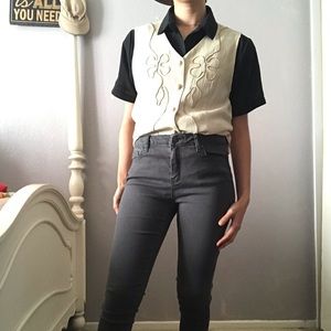 Cream pearl button vest